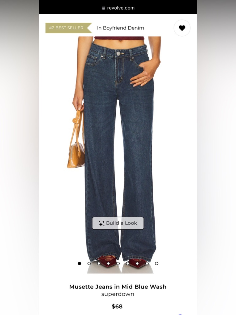 superdown Dark Blue High-Rise Wide-Leg Jeans